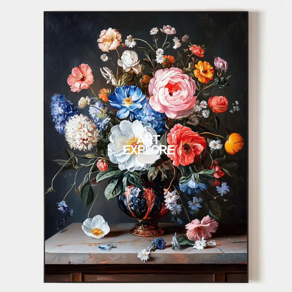 Vintage Floral Bouquet Oil Painting