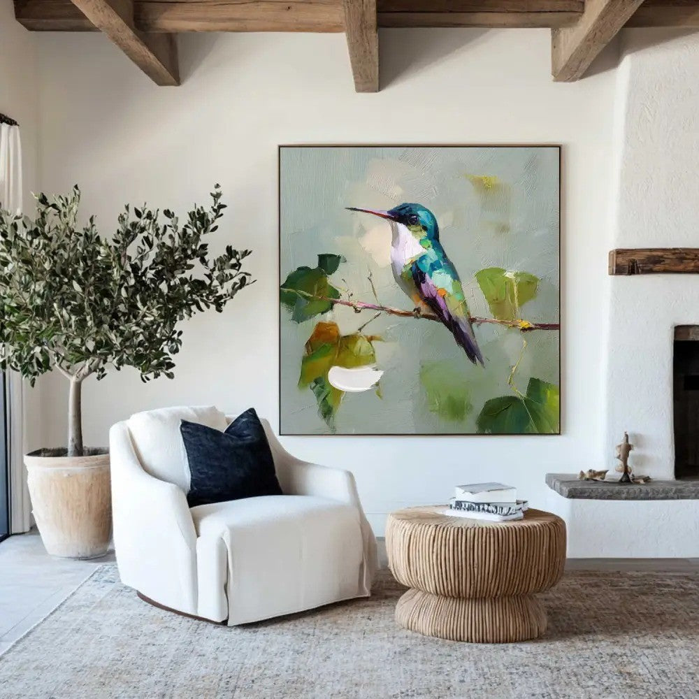 Impressionist Hummingbird Painting Textured Bird