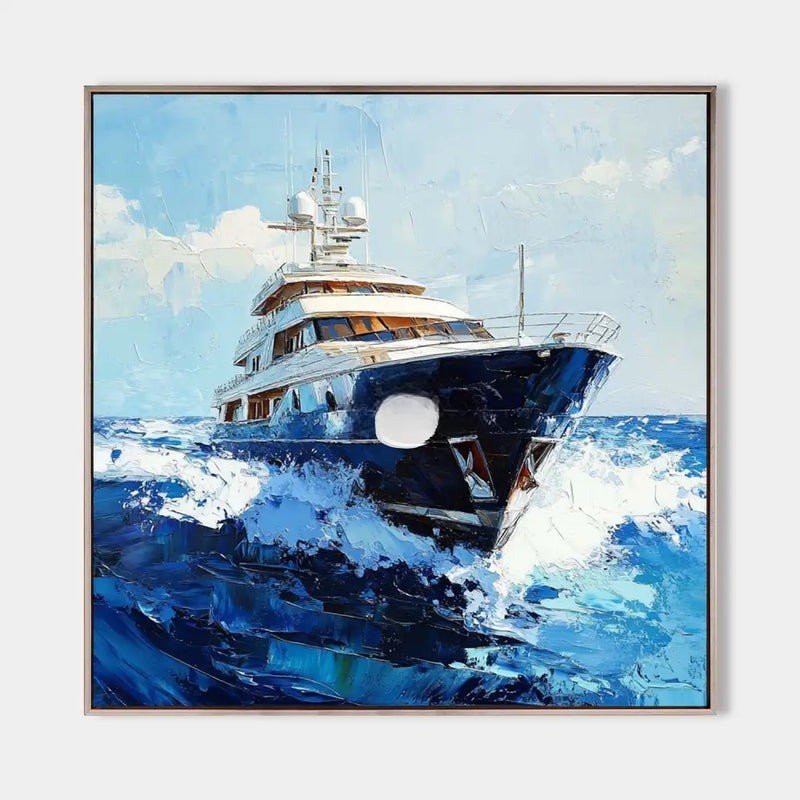 Blue Yacht Ocean Seascape Painting