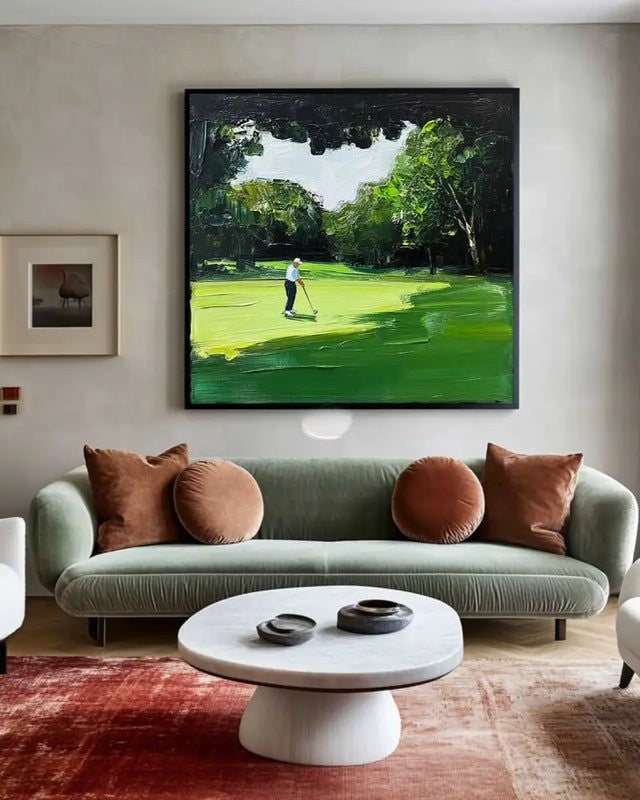 Green Golf Course Landscape Painting