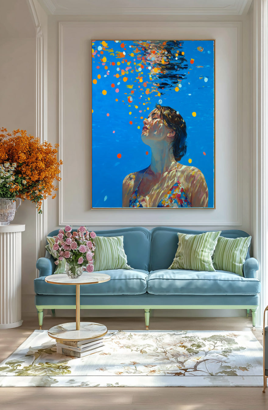 Wall Art Vibrant Swimmer Colorful Dreamy Scene