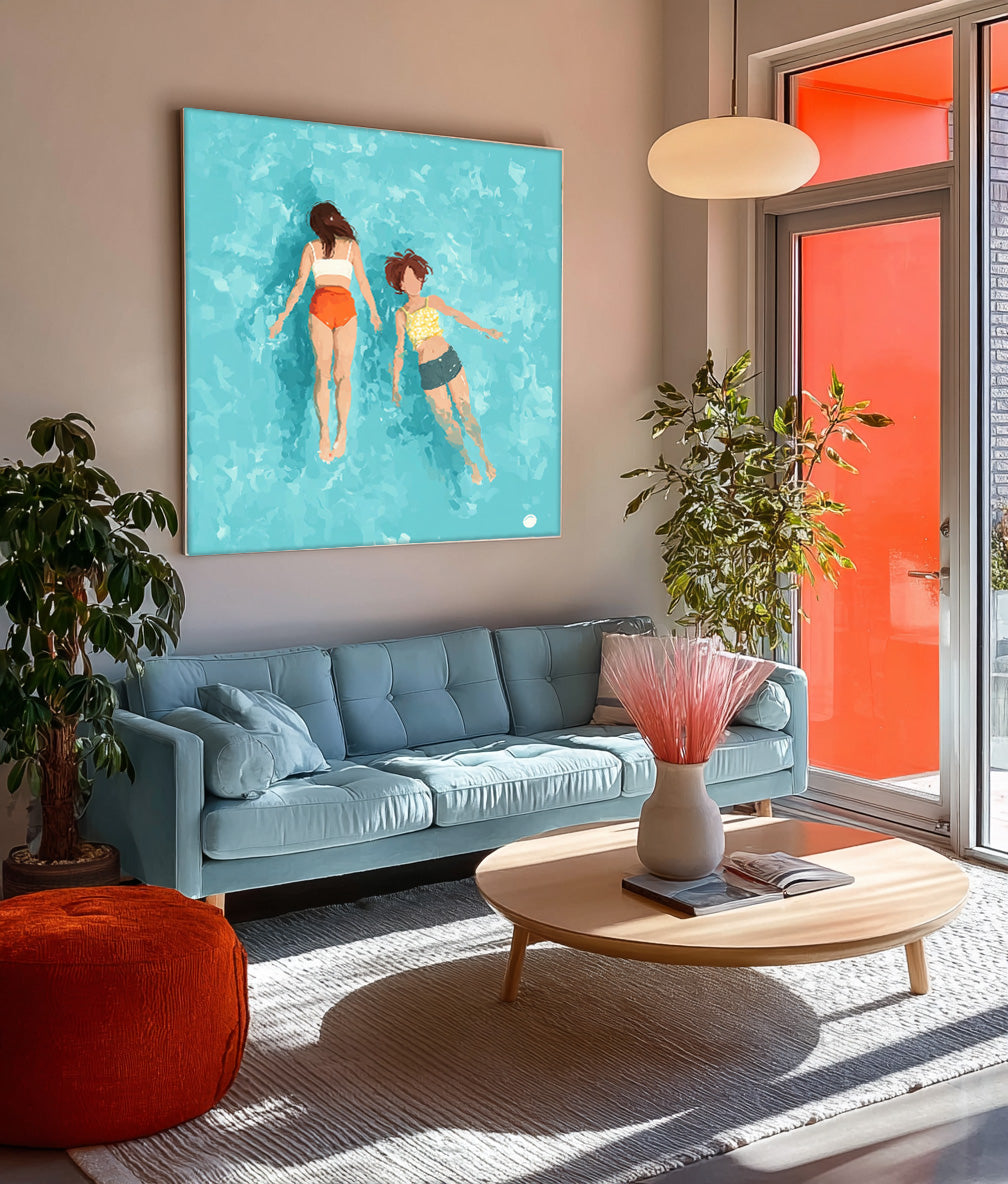 Wall Art Swimmer Underwater Colorful Whimsical