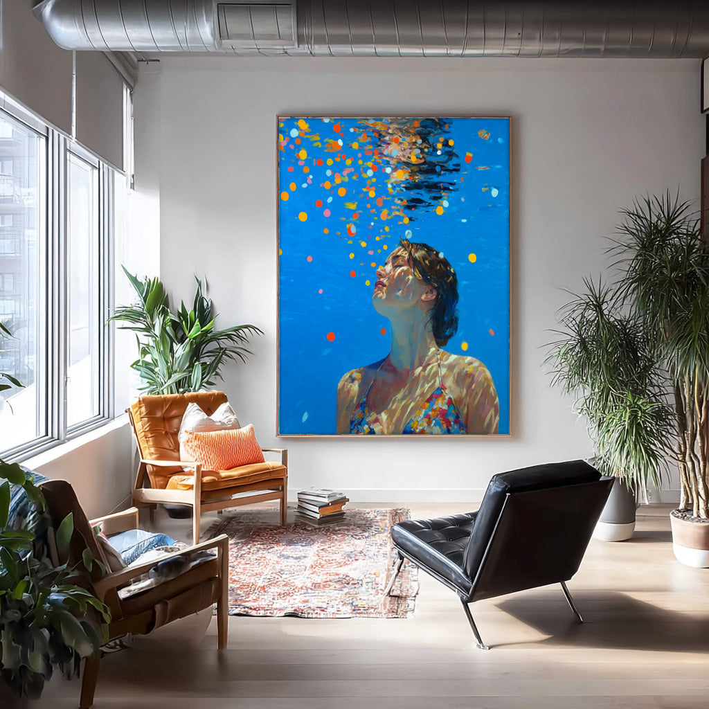Wall Art Vibrant Swimmer Colorful Dreamy Scene