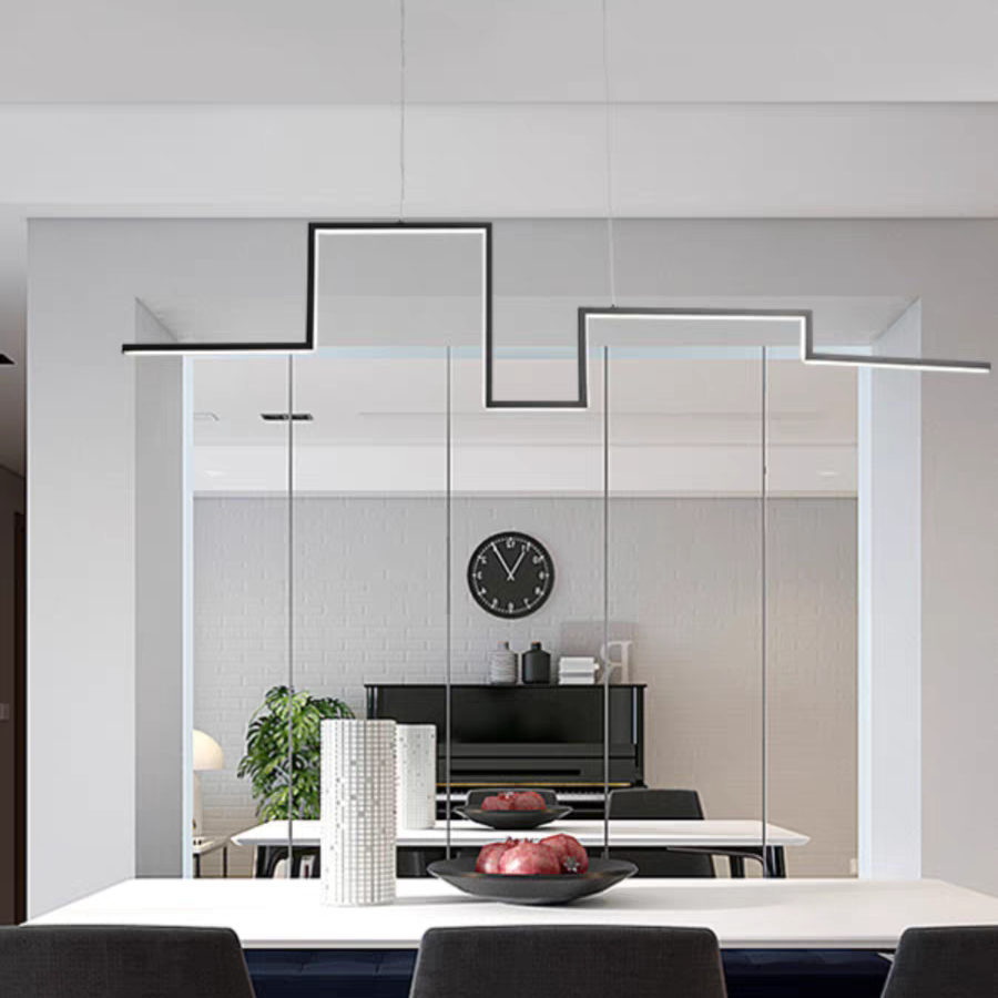 Arisha Designer Linear Metal Pendant Light, Black/Gold - Neutralighting