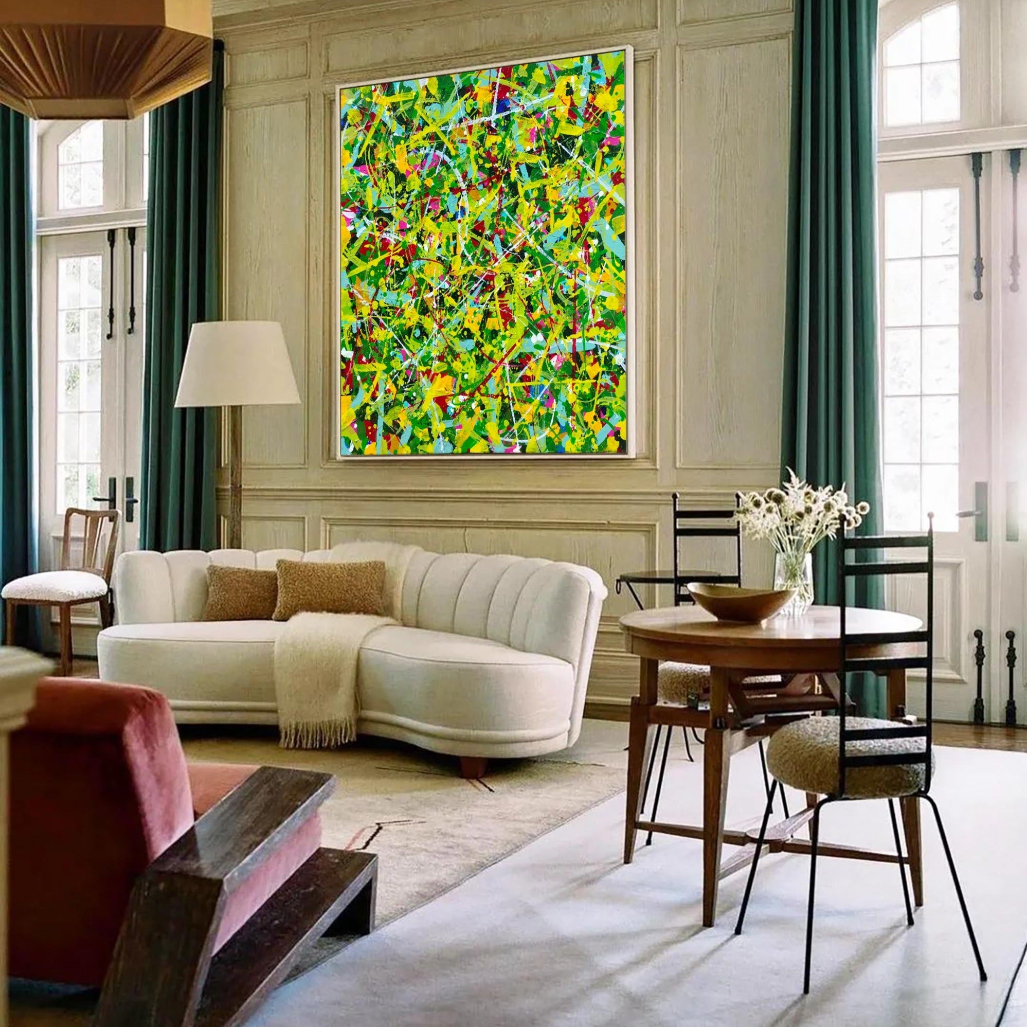Vibrant Abstract Green Yellow Red Blue Canvas