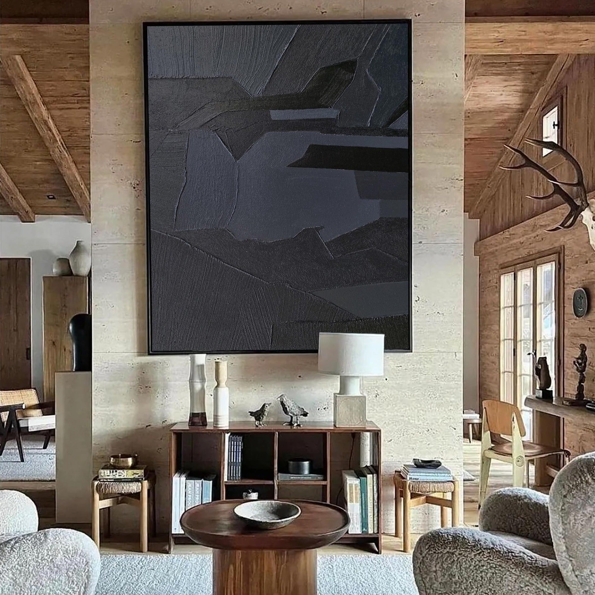 Black Abstract Painting ABAV214 - Neutralighting