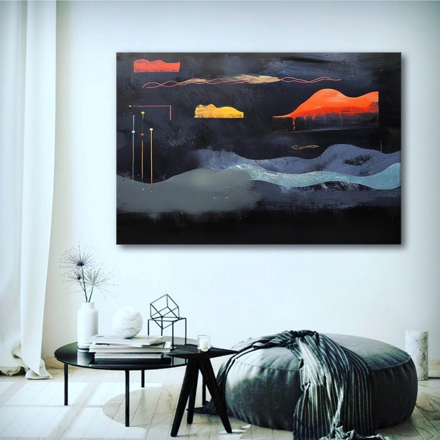 Wall Art Dramatic Textured Layered Dark
