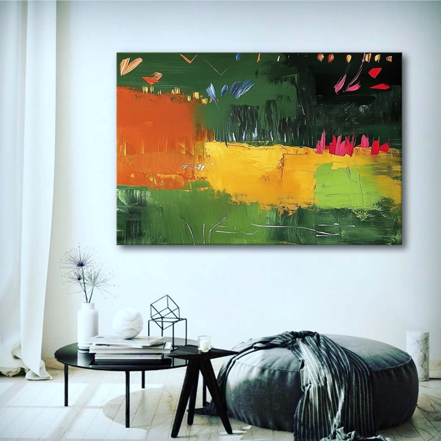 Wall Art Energetic Textured Bold Green