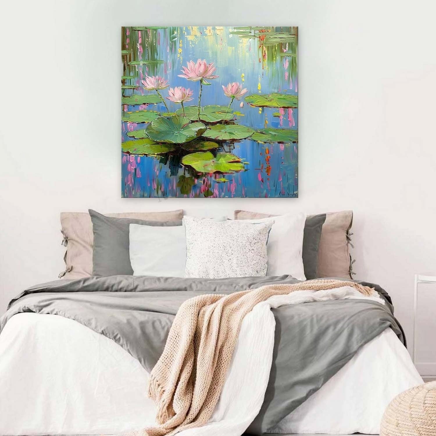 Wall Art Serene Pink Water Lilies Pond