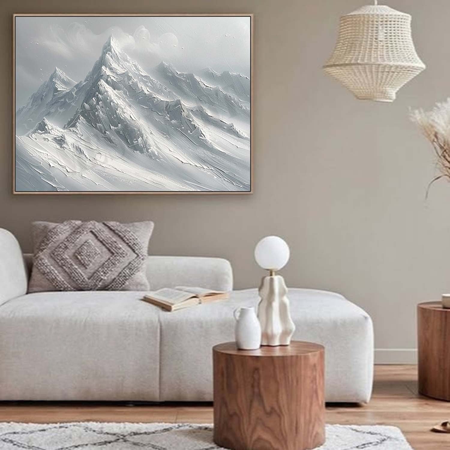 Wall Art Horizontal Monochrome Plaster