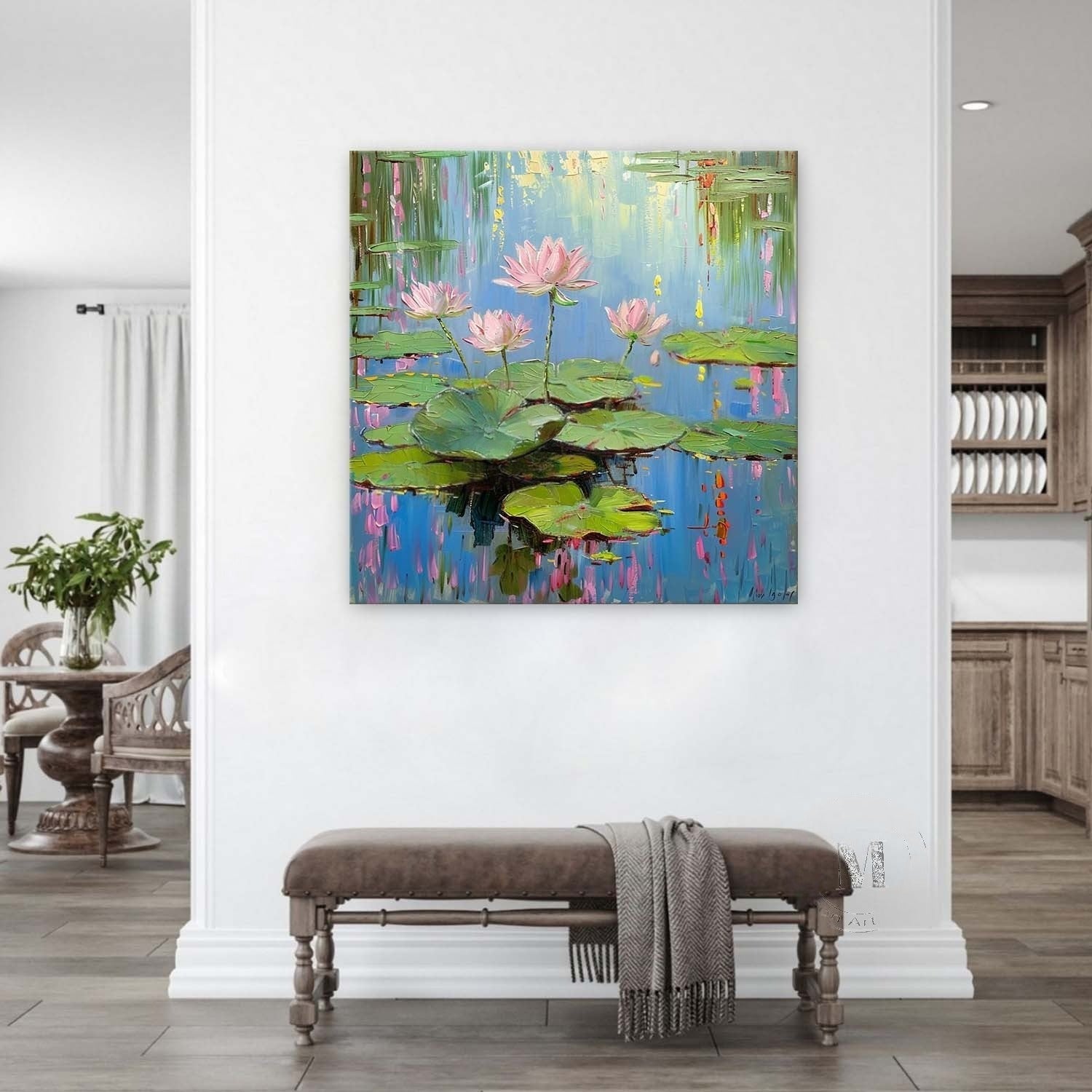 Wall Art Serene Pink Water Lilies Pond