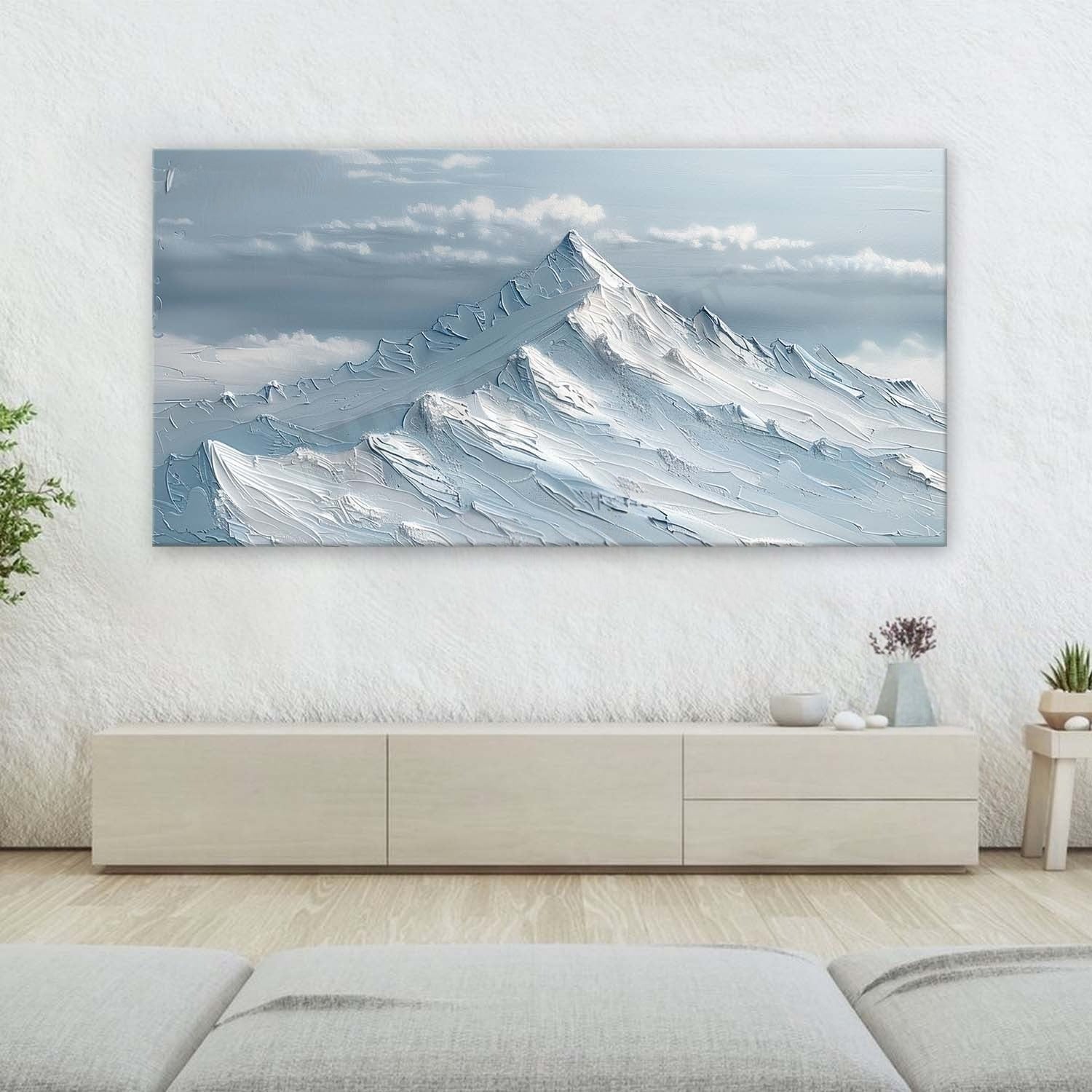 Wall Art Horizontal Impasto Snow Mountain