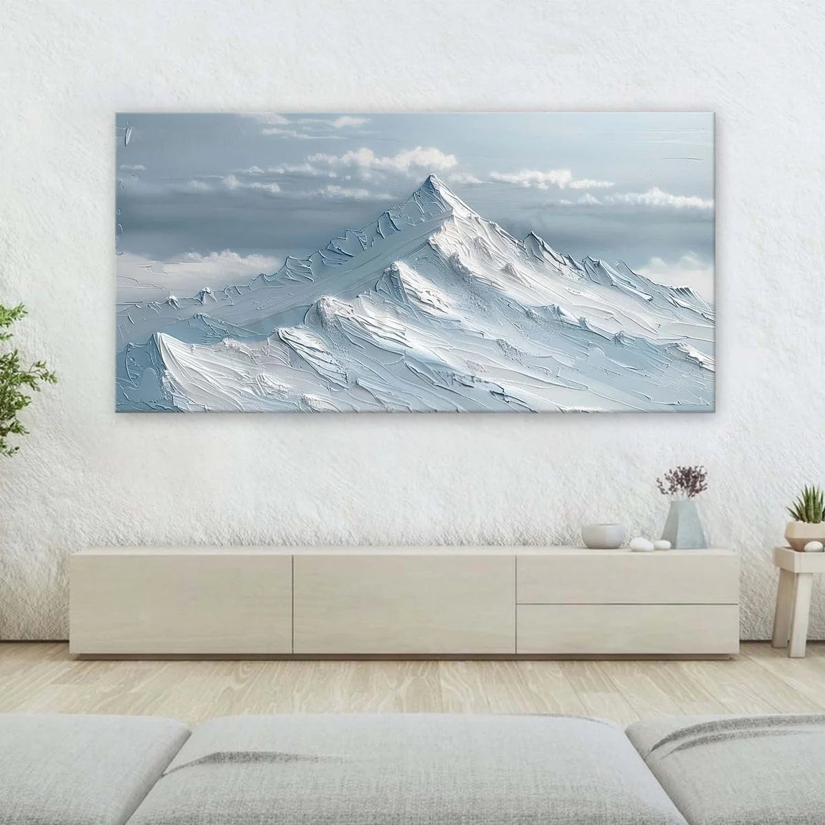 Wall Art Horizontal Impasto Snow Mountain