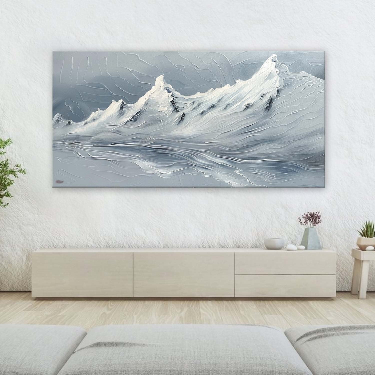Wall Art Horizontal Impasto Snow Mountain