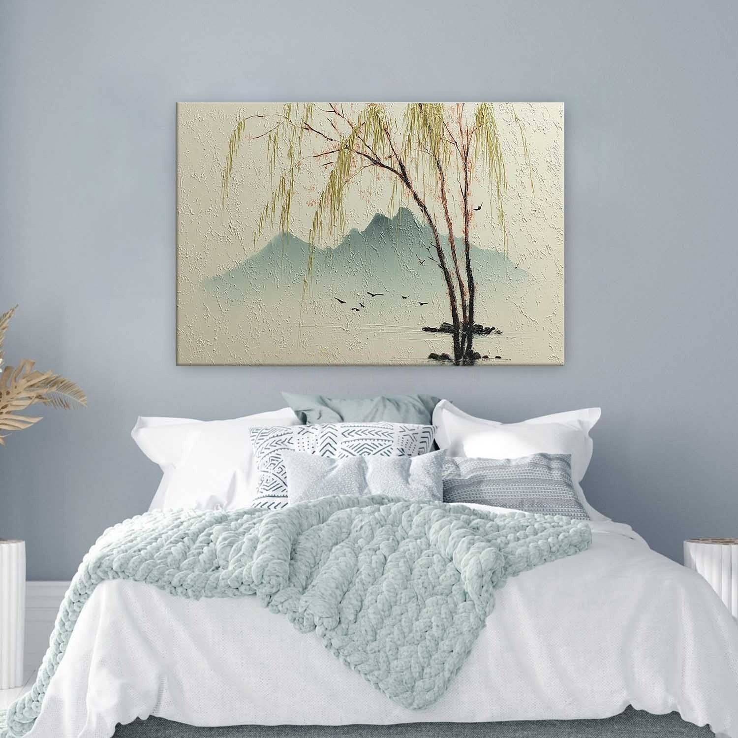 Wall Art Chinese Willow Mountain Landscape