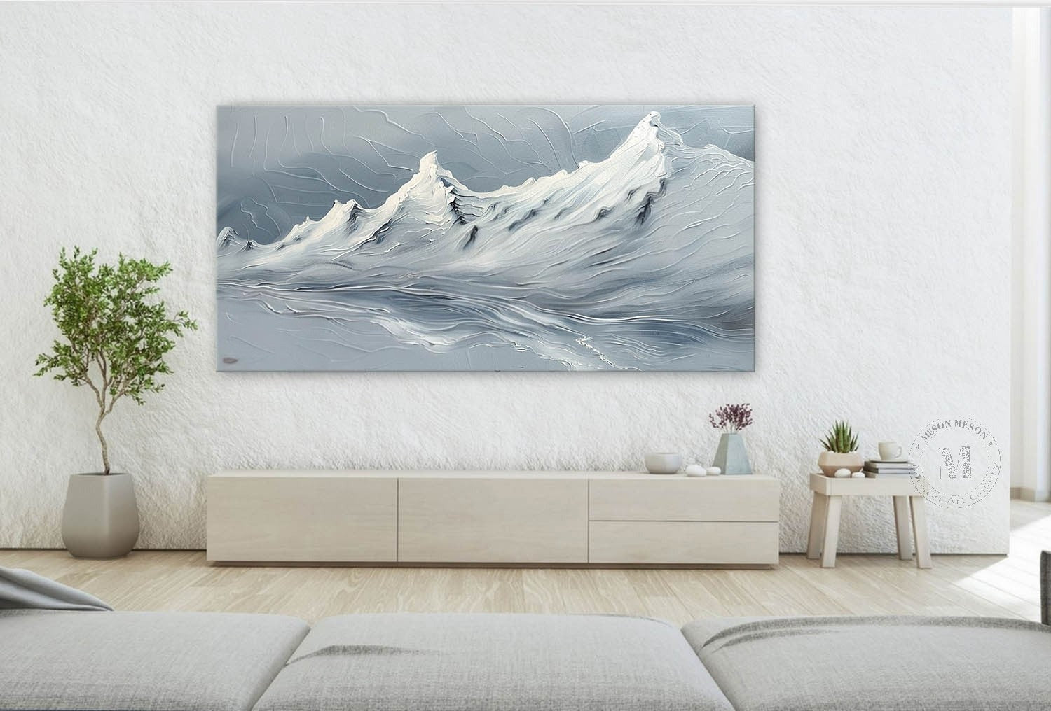 Wall Art Horizontal Impasto Snow Mountain