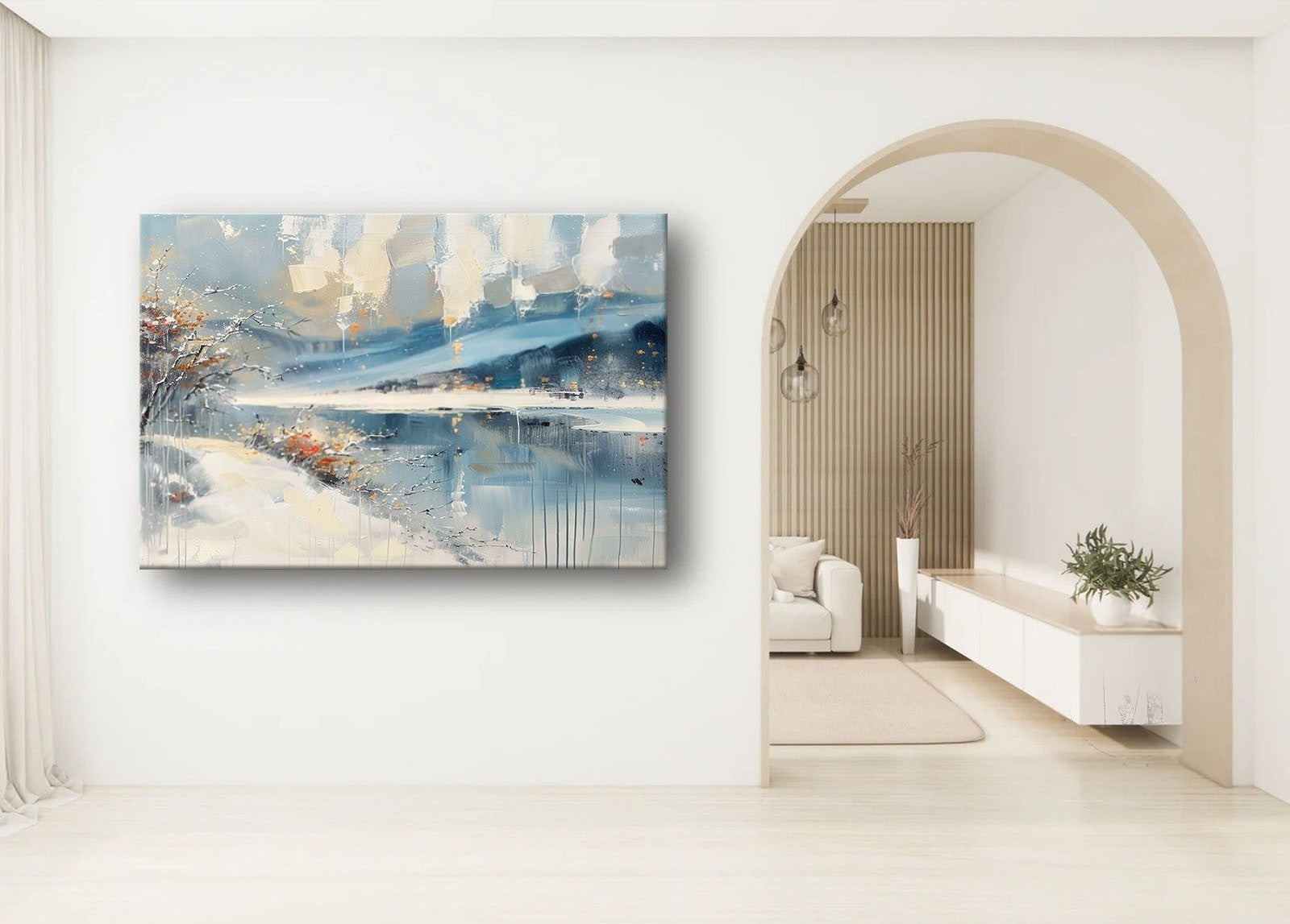 Wall Art Horizontal Abstract Winter Lakeside
