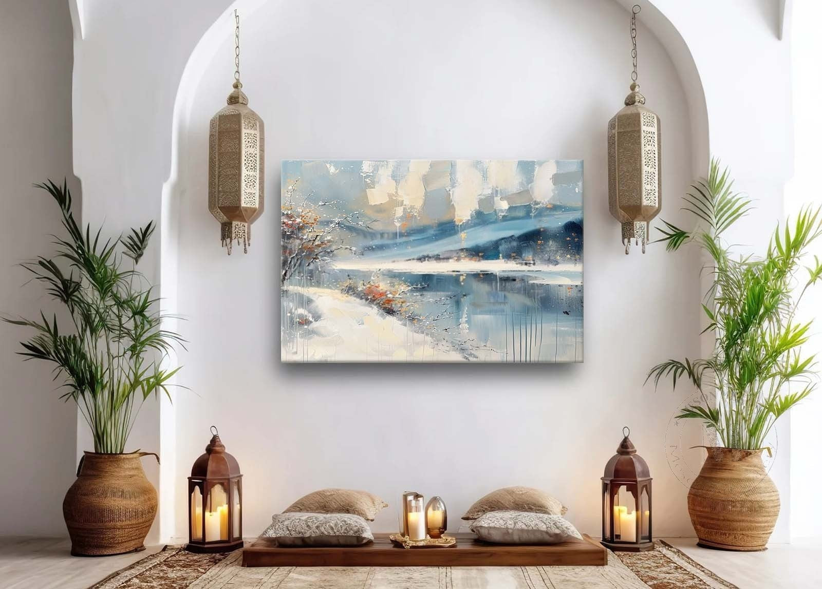Wall Art Horizontal Abstract Winter Lakeside