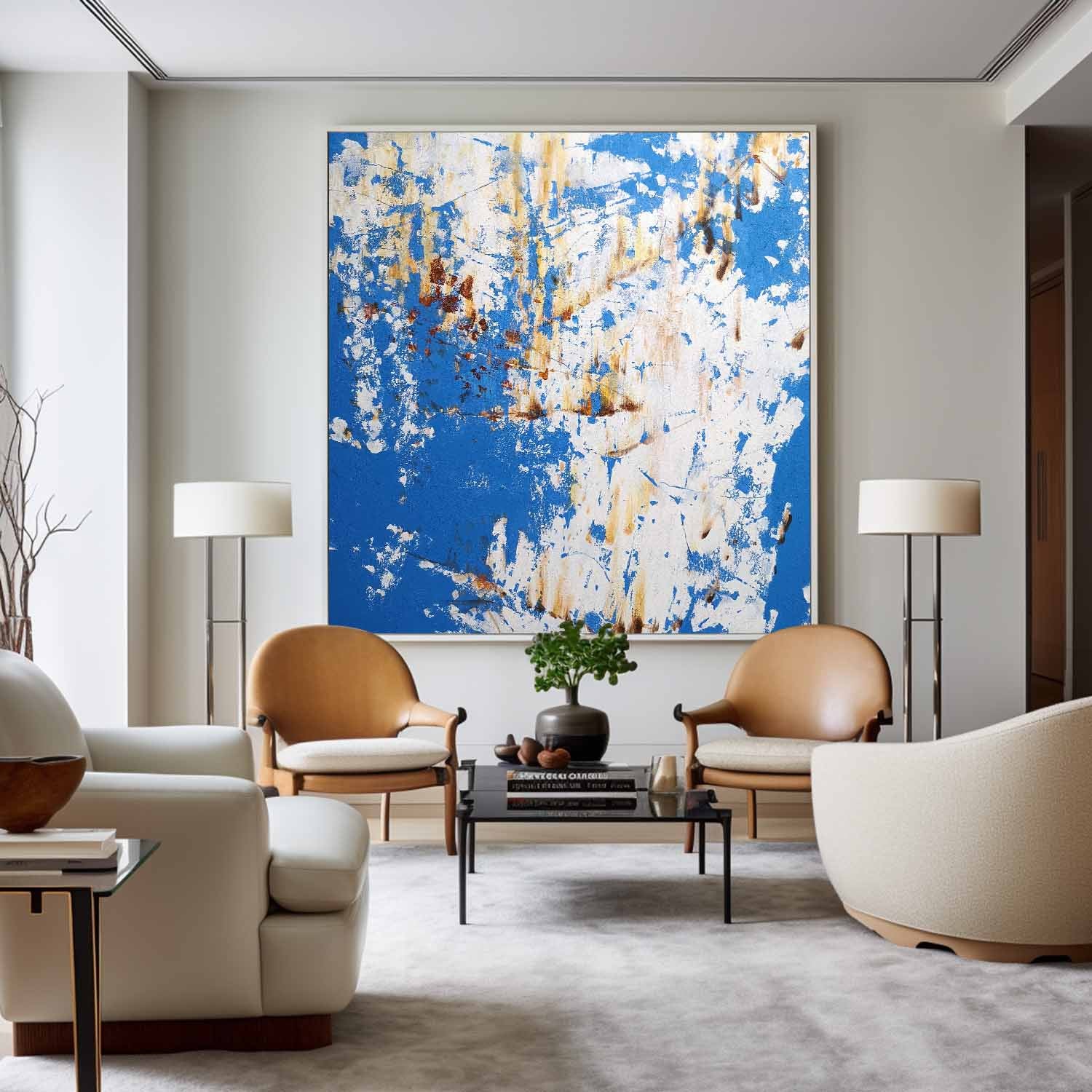 lue Gold Abstract Canvas Wall Art
