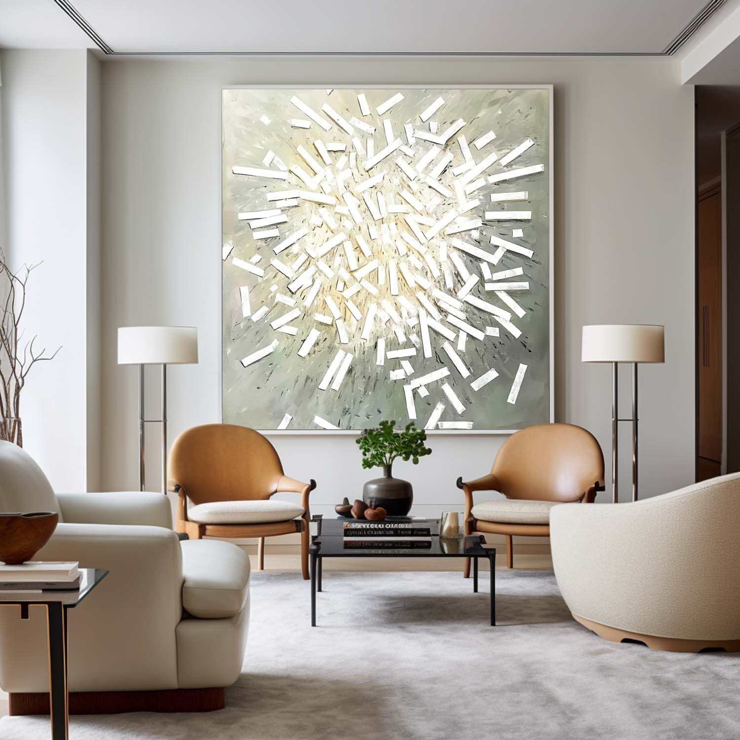 Liora White Burst Textured Canvas Wall Art