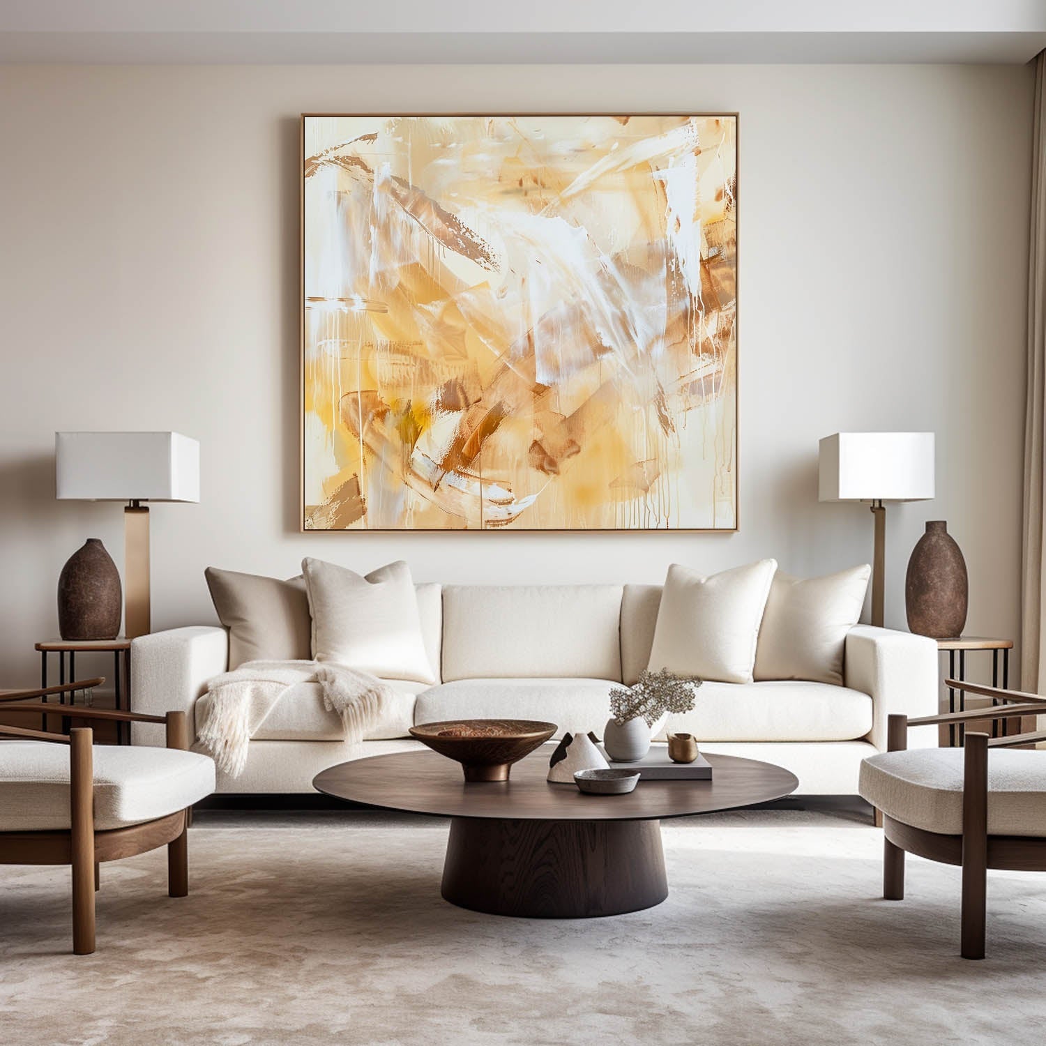 Wild Ochre Branches Modern Painting