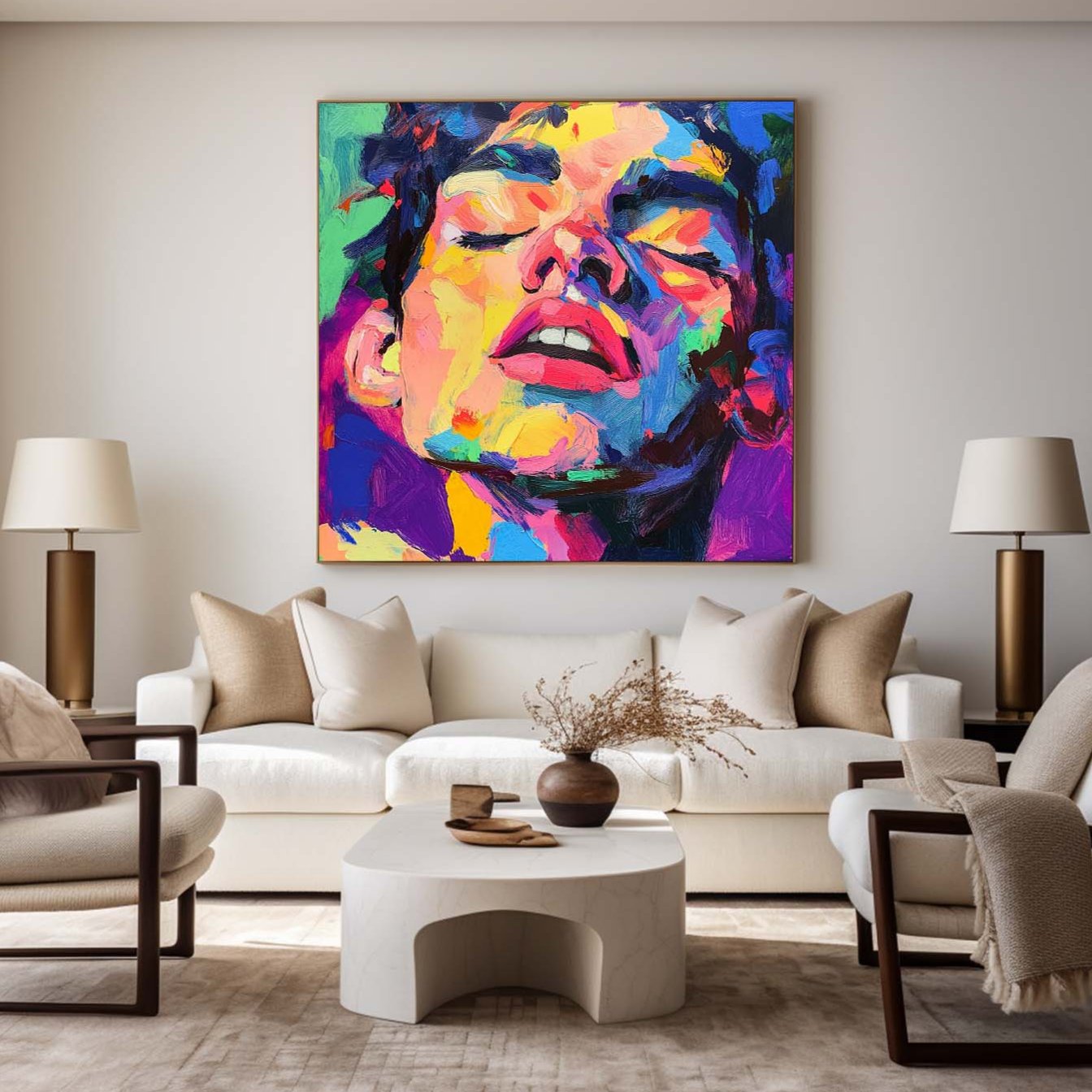 Modern Textured Man Portrait Canvas Art
