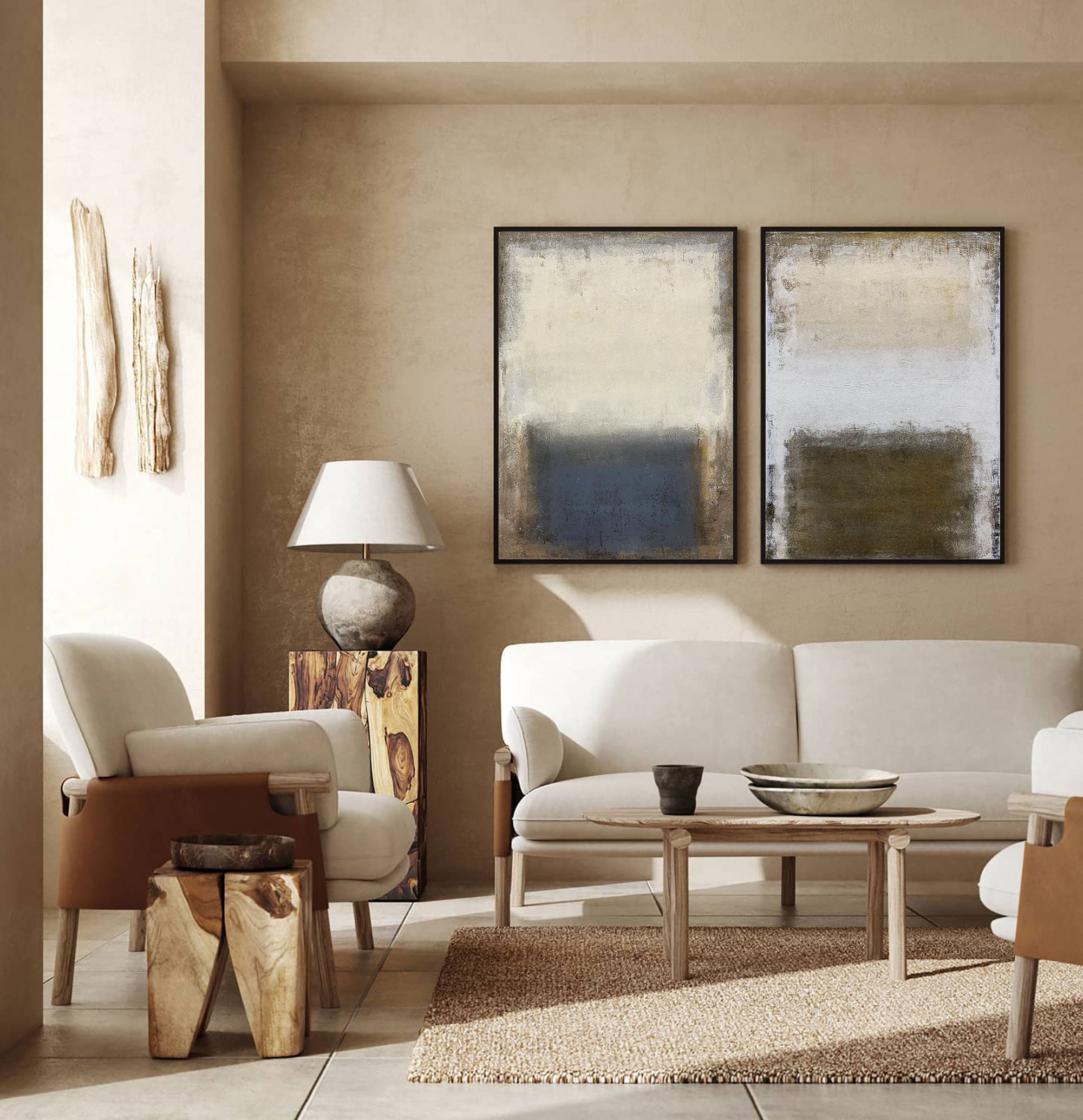 Brown And Beige Abstract Art ABAO23 - Neutralighting