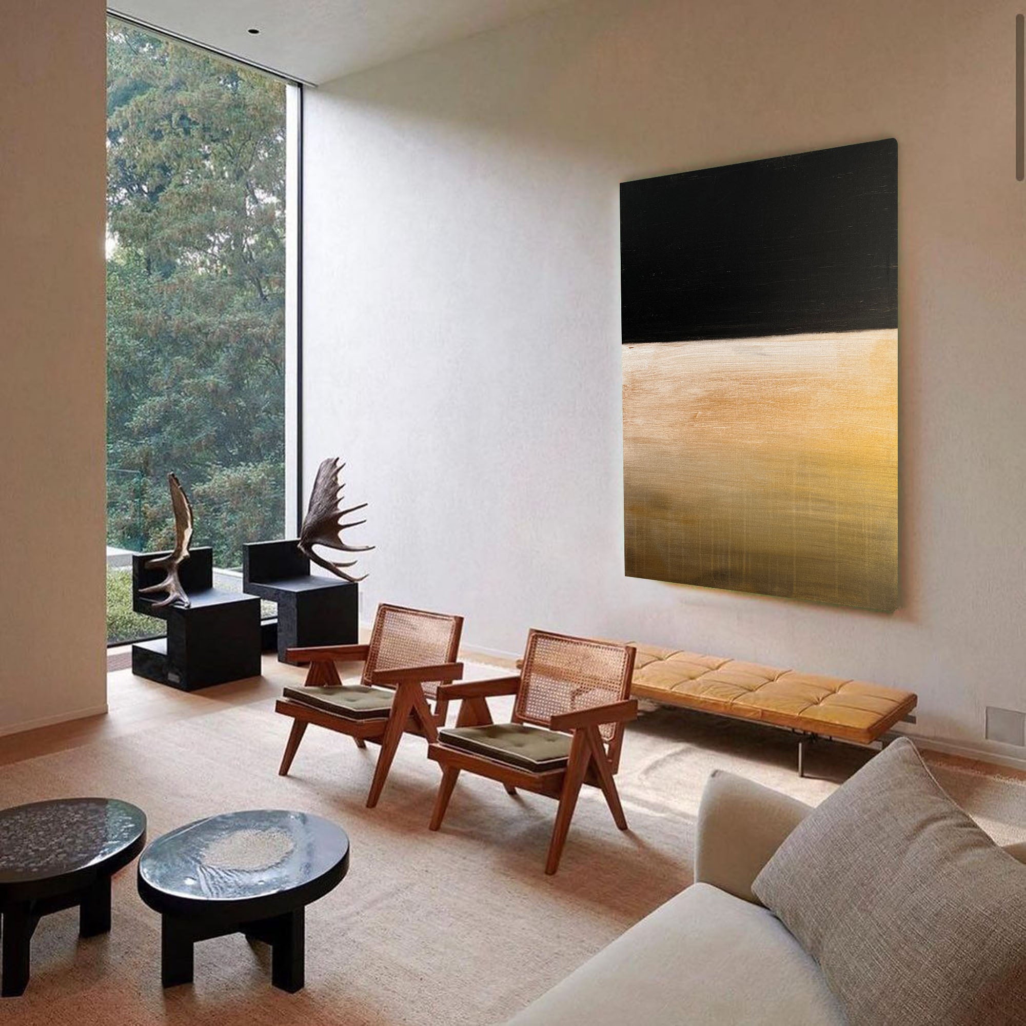 Gradient Warm Tone Abstract Minimal Linen Canvas Wall Hanging