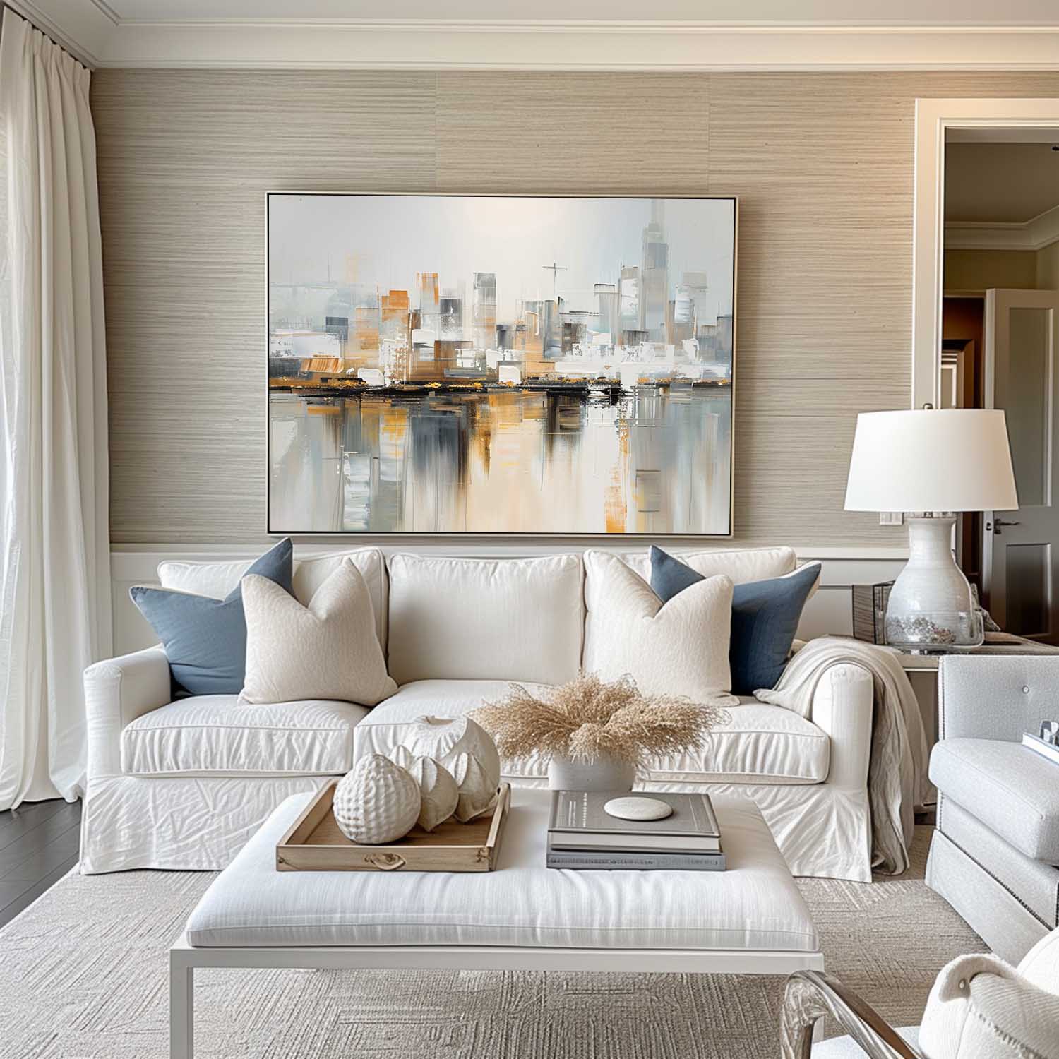City Skyline Oil Painting