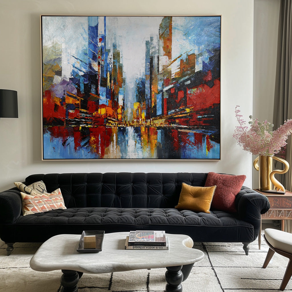 Large Abstract Urban Painting URH06 - Neutralighting