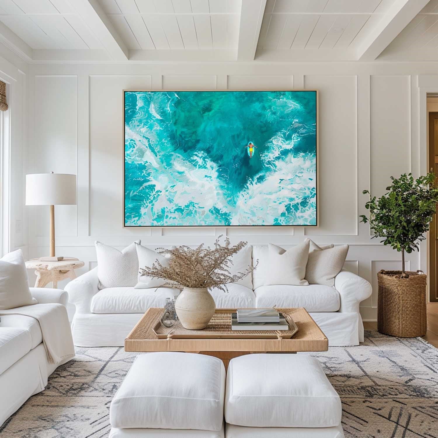 Turquoise Ocean Swirl Figurative Art