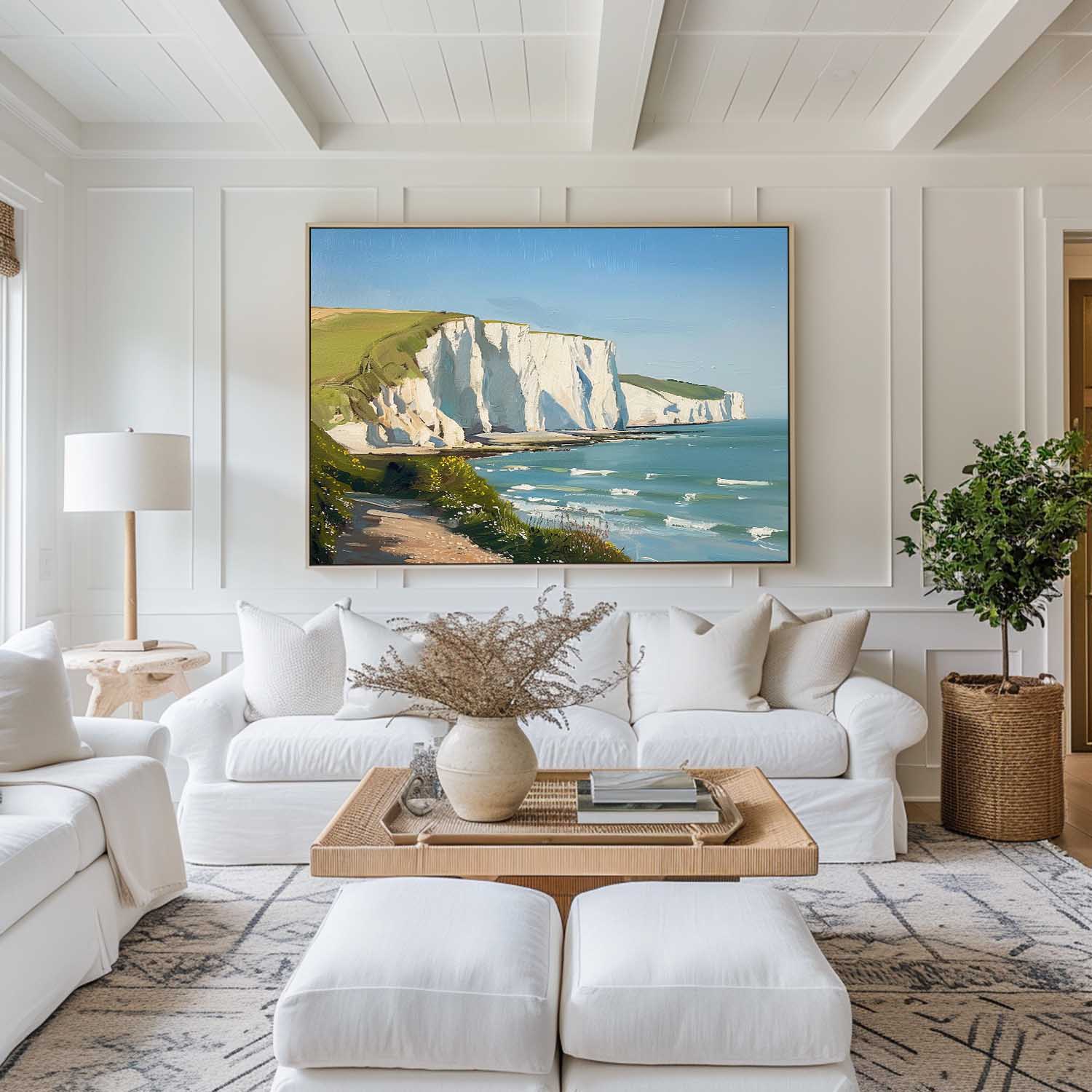 White Cliffs Coastal Oil Painting