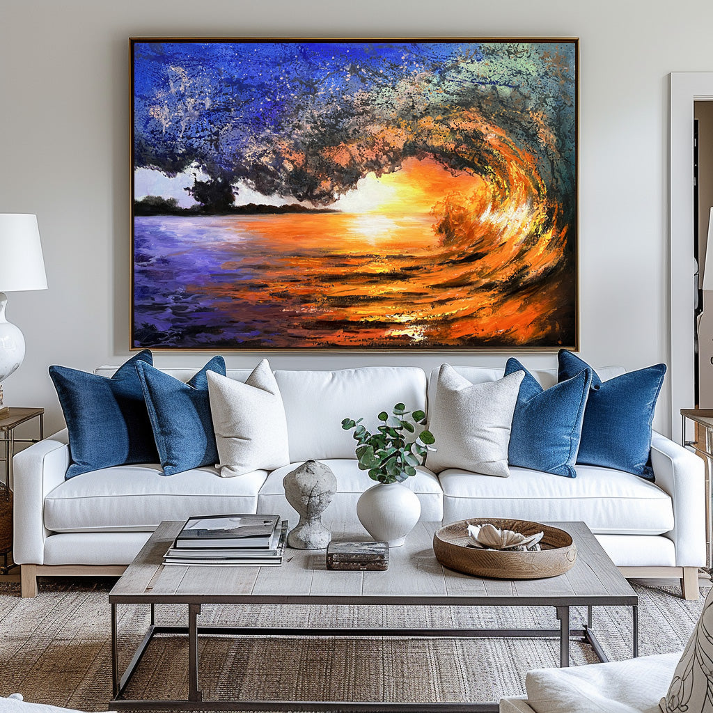 Sunset And Wave Landscapes Painting