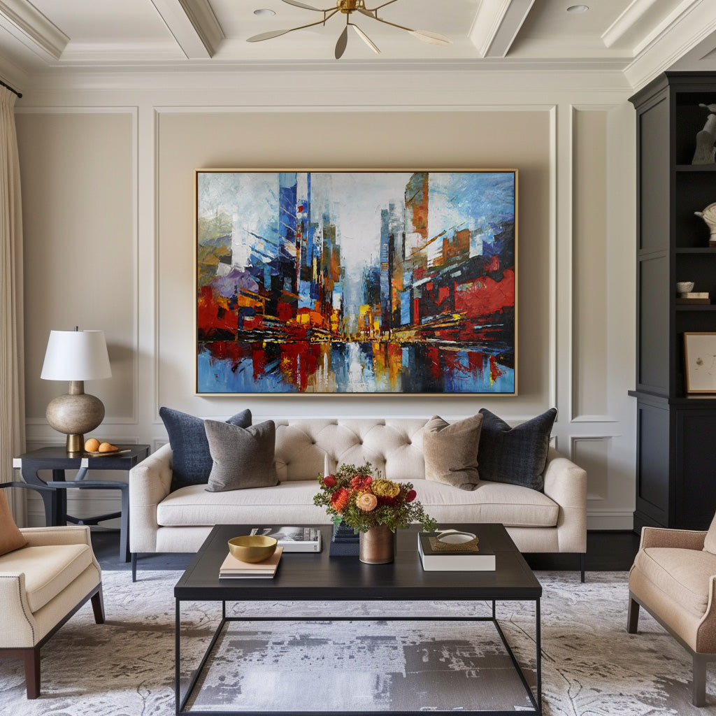 Large Abstract Urban Painting URH06 - Neutralighting