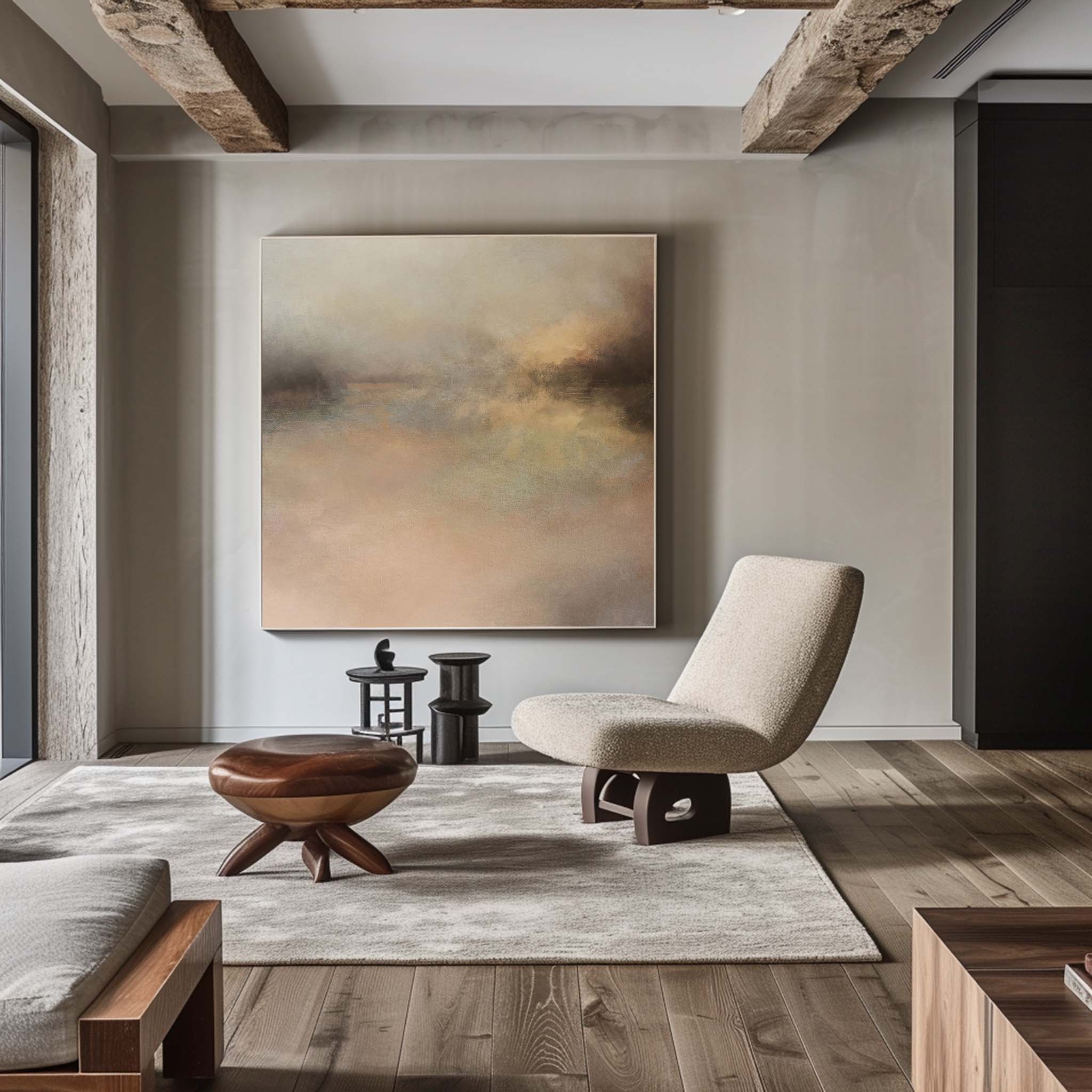 Wall Art Abstract Horizon Landscape Modern Textured Canvas Living Room | Neutralighting