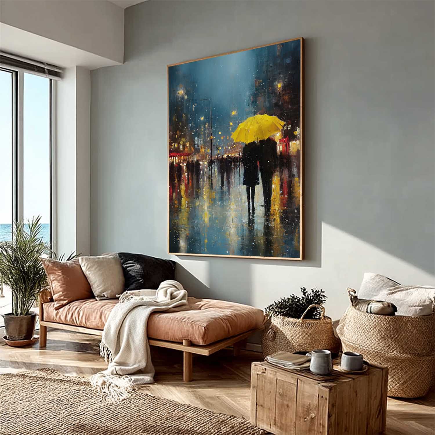 Wall Art People Romantic Rainy City Lyrical