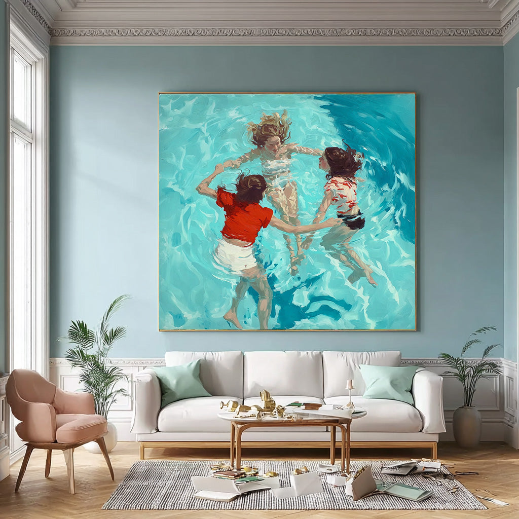Wall Art People Joyful Carefree Summer Pool