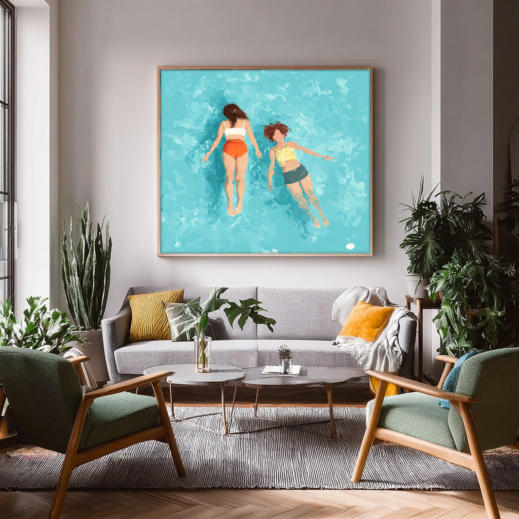 Wall Art Swimmer Underwater Colorful Whimsical