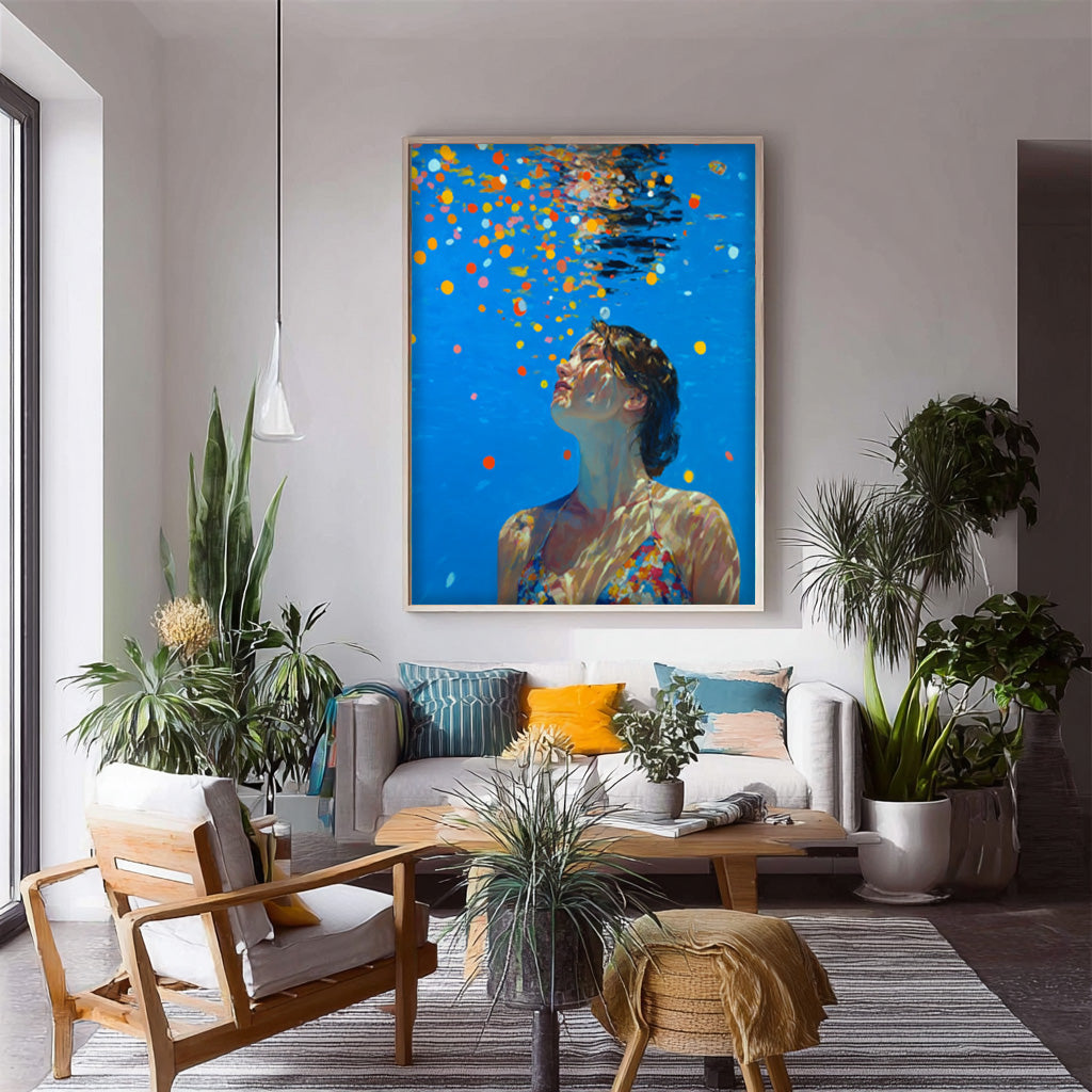Wall Art Vibrant Swimmer Colorful Dreamy Scene