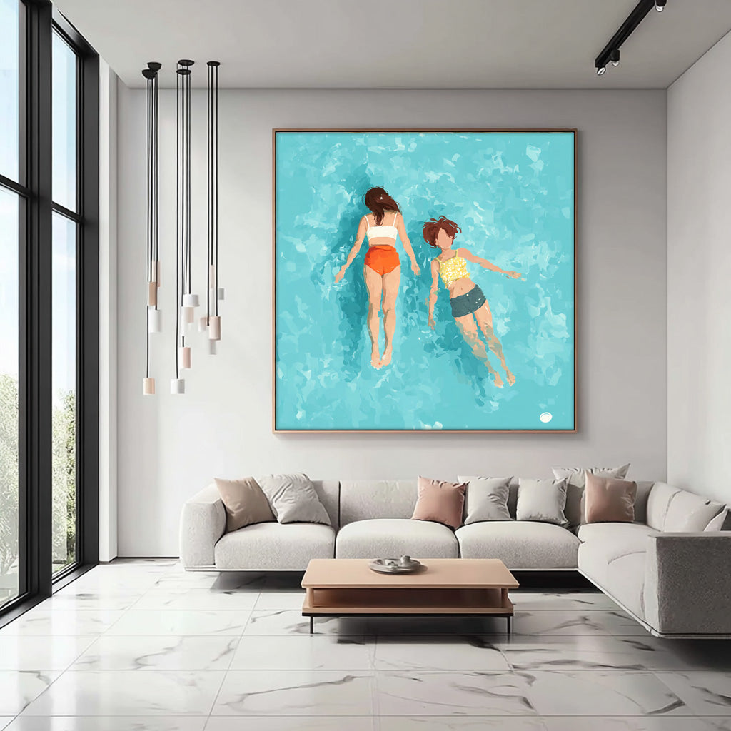 Wall Art Swimmer Underwater Colorful Whimsical