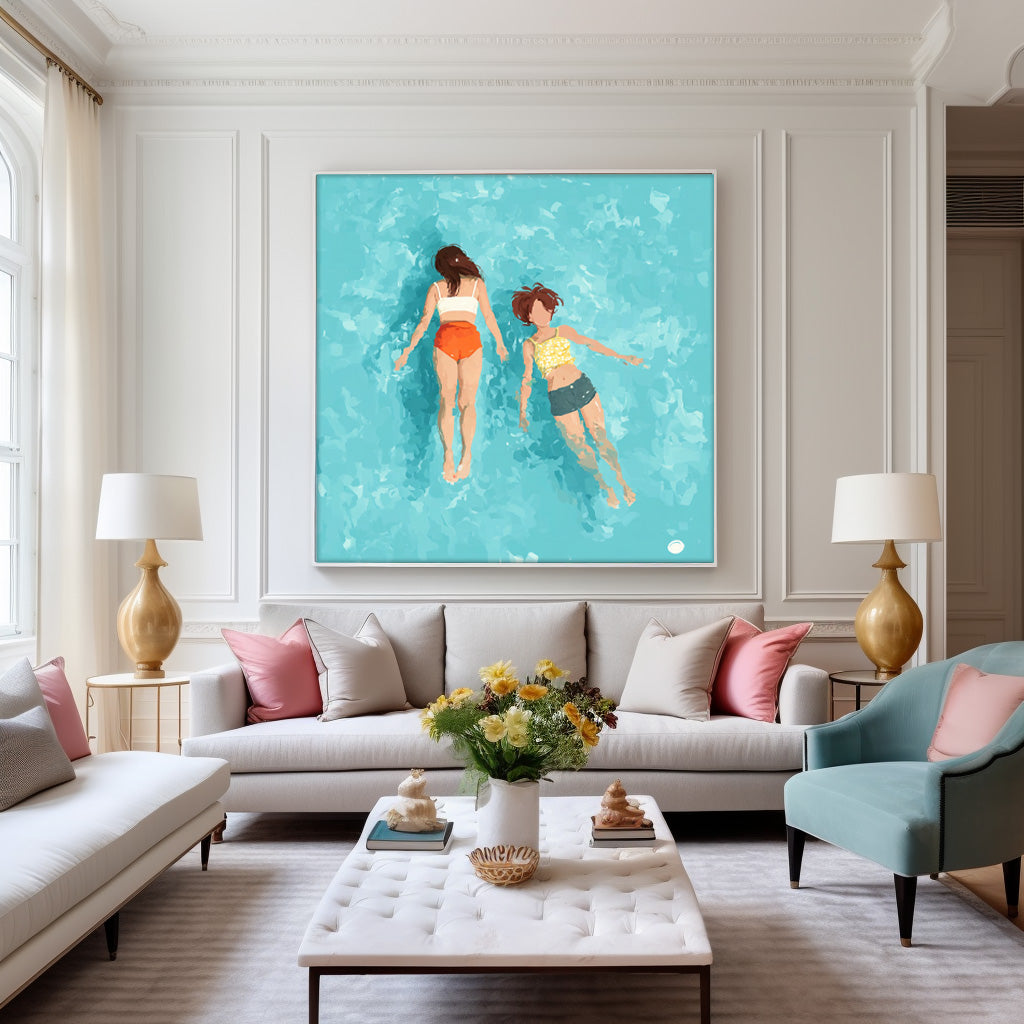 Wall Art Swimmer Underwater Colorful Whimsical