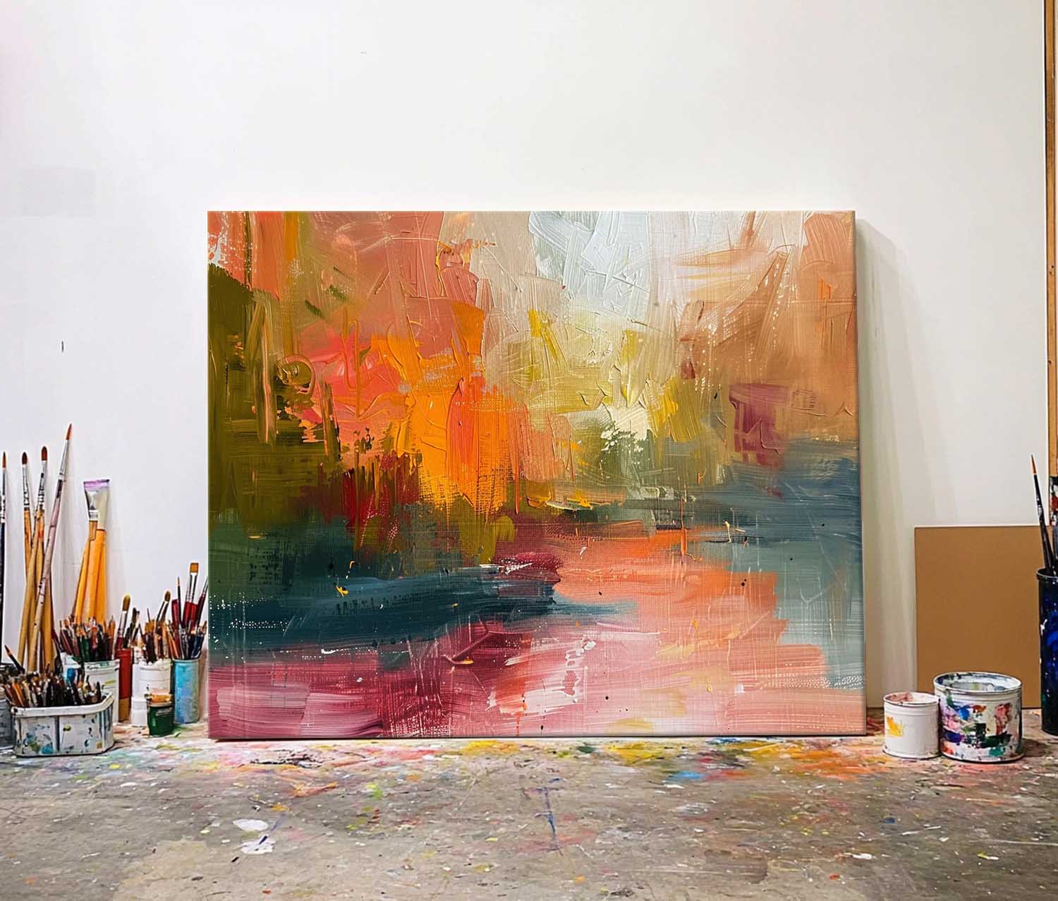 Wall Art Abstract Impasto Autumn Landscape Warm