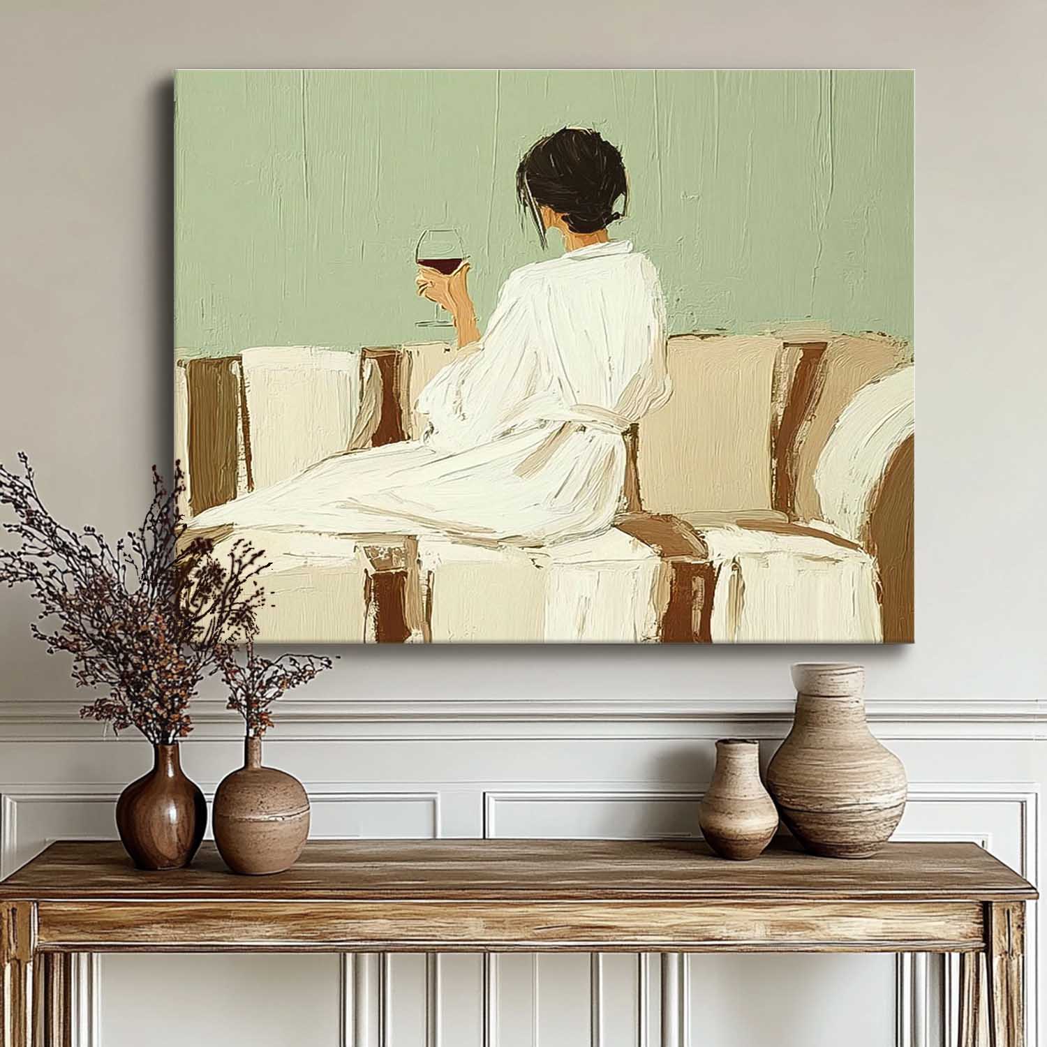 Wall Art People Drinking Wine Retro Warm Fashion