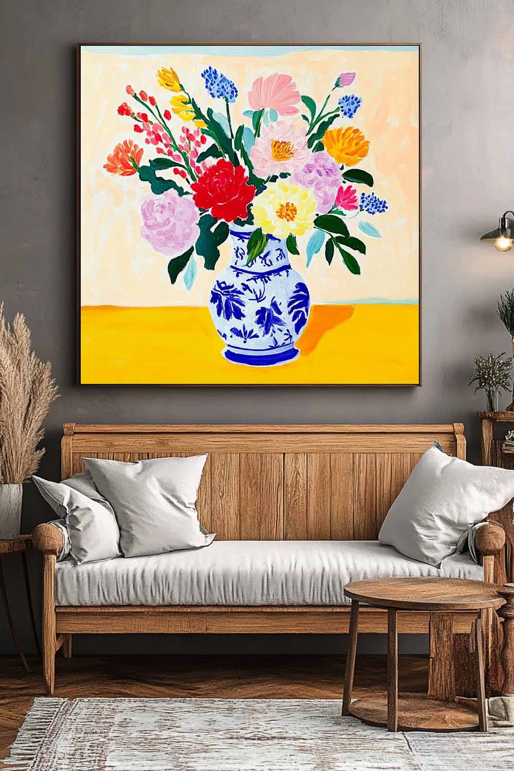 Wall Art Flower Vibrant Tropical Oriental
