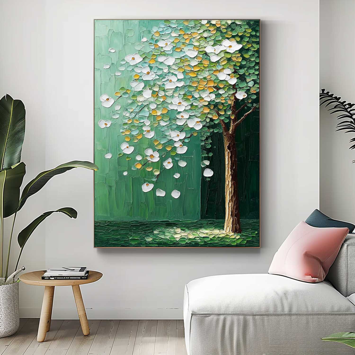 Wall Art White Blossom Tree Botanical Nature Vertical