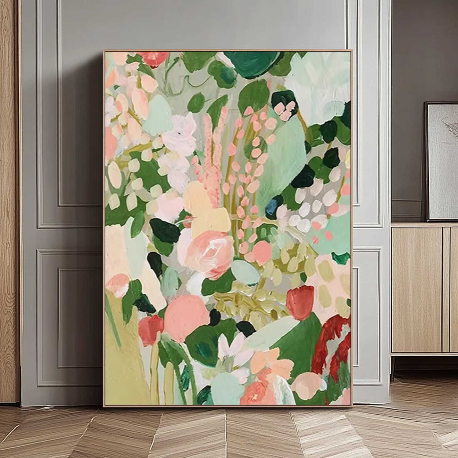 Soft Pastel Floral Field Oil Painting Modern