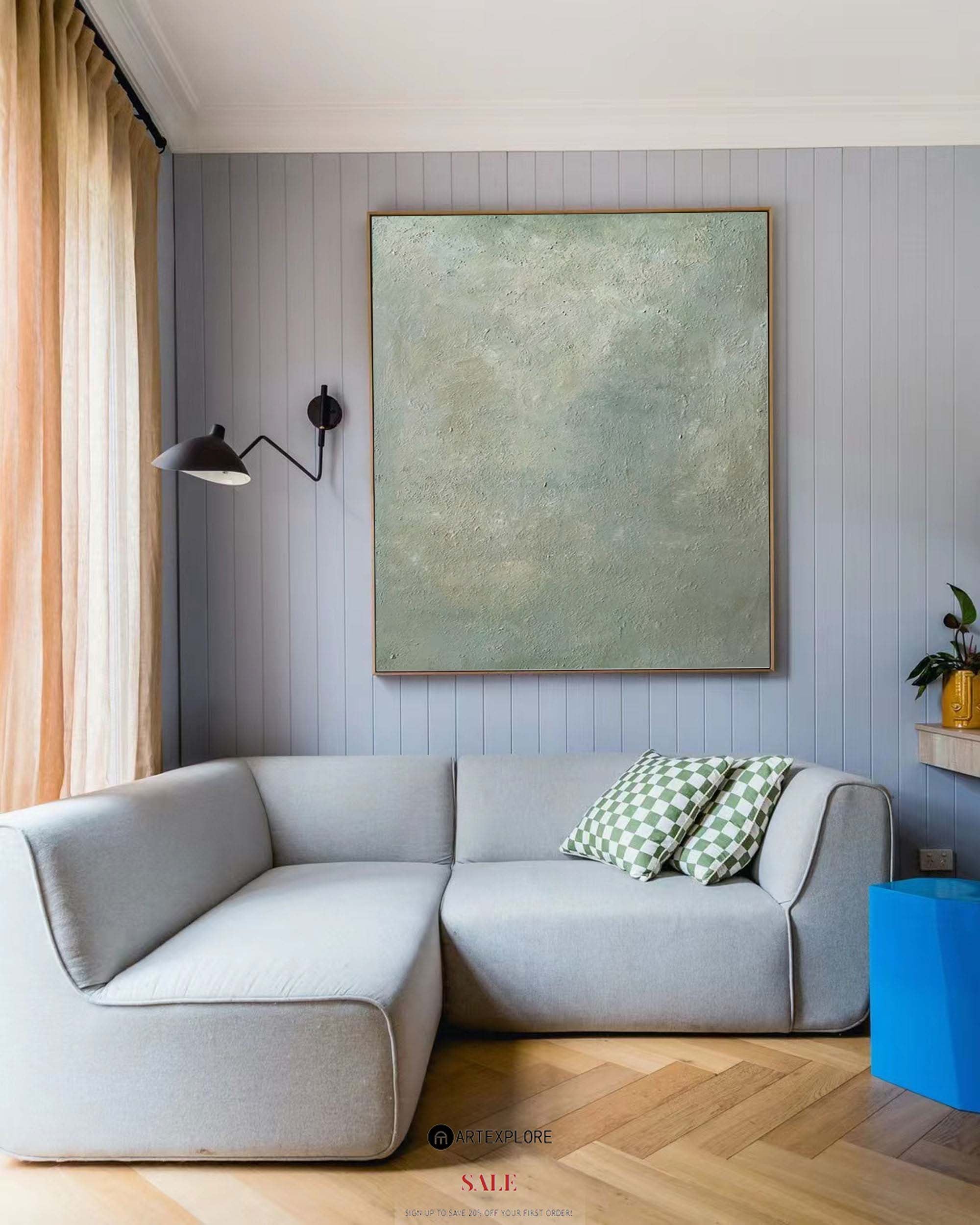 Modern Abstract Minimalist Green Painting