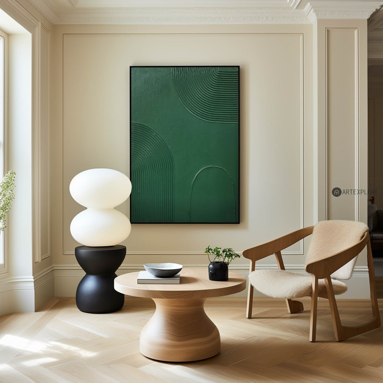 Forest Green Organic Contour Art