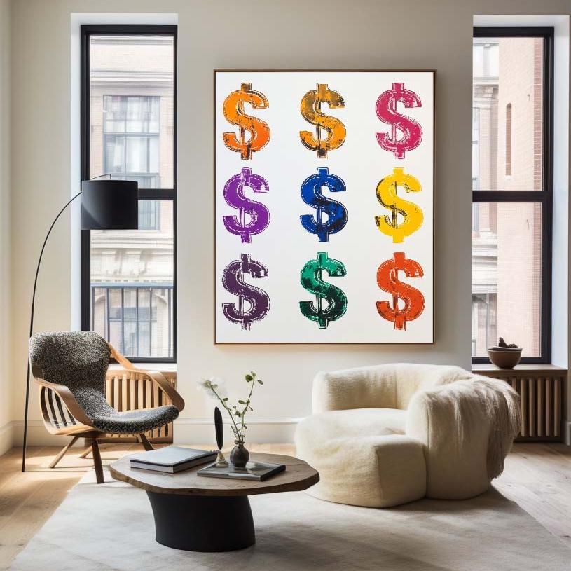 Retro Pop Dollar Canvas Wall Art Print