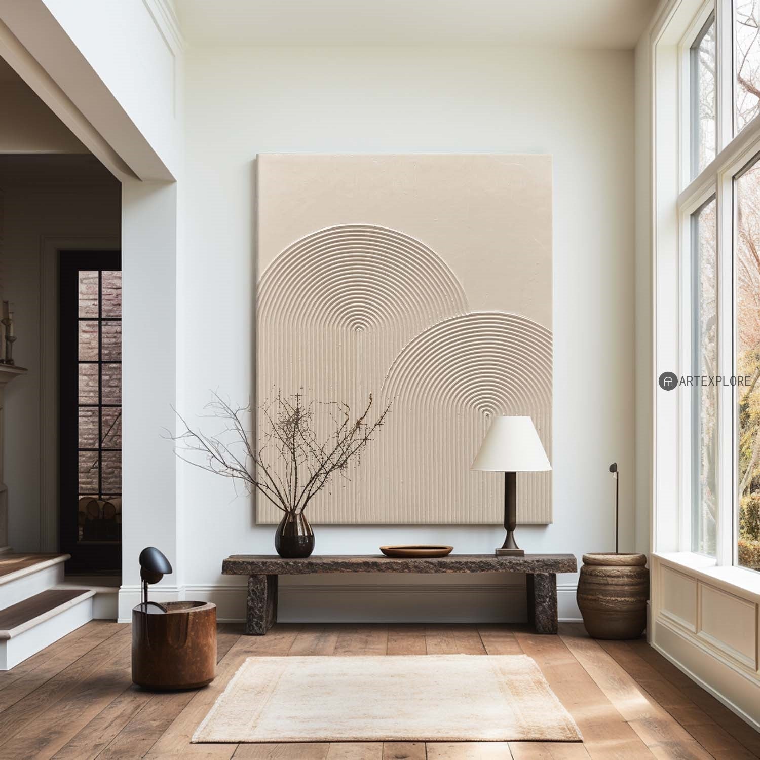 Beige Arch Line Minimalist Painting